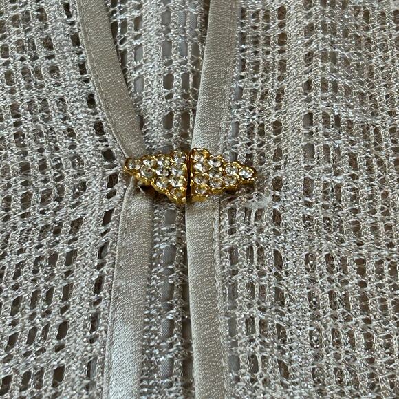 R&M Richards Evening Top Sze 22 WP Shimmery Cream Sheer Lined Classic Eventwear - Picture 8 of 13